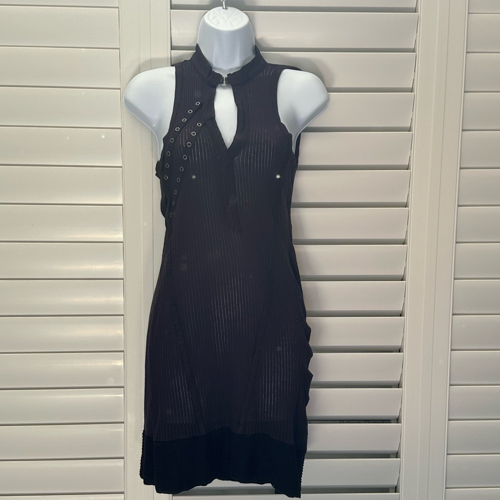 Salvage Deep Eggplant Purple Sleeveless Dress/Tunic with Grommet Detail SzM